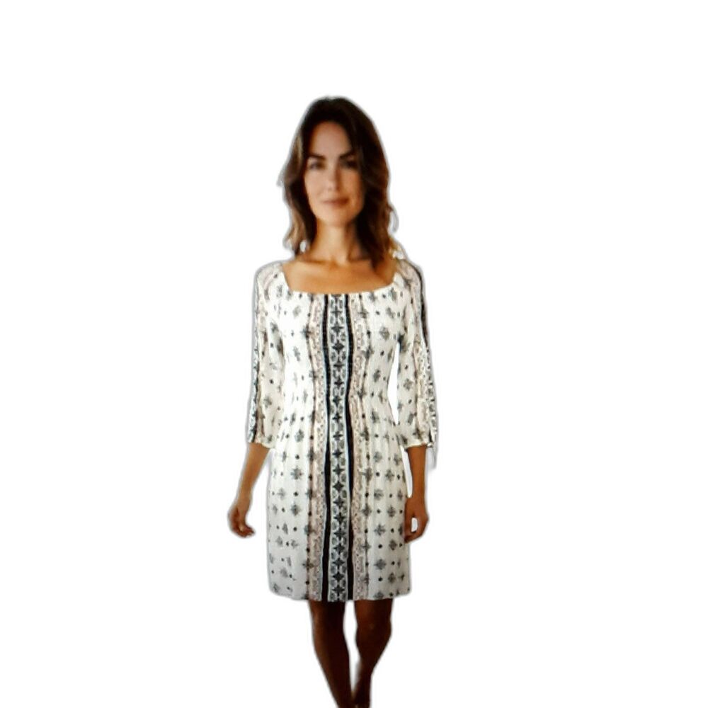 Roses Grace Short Dress Woman Size M White Off Shoulder Boho Hippy#105